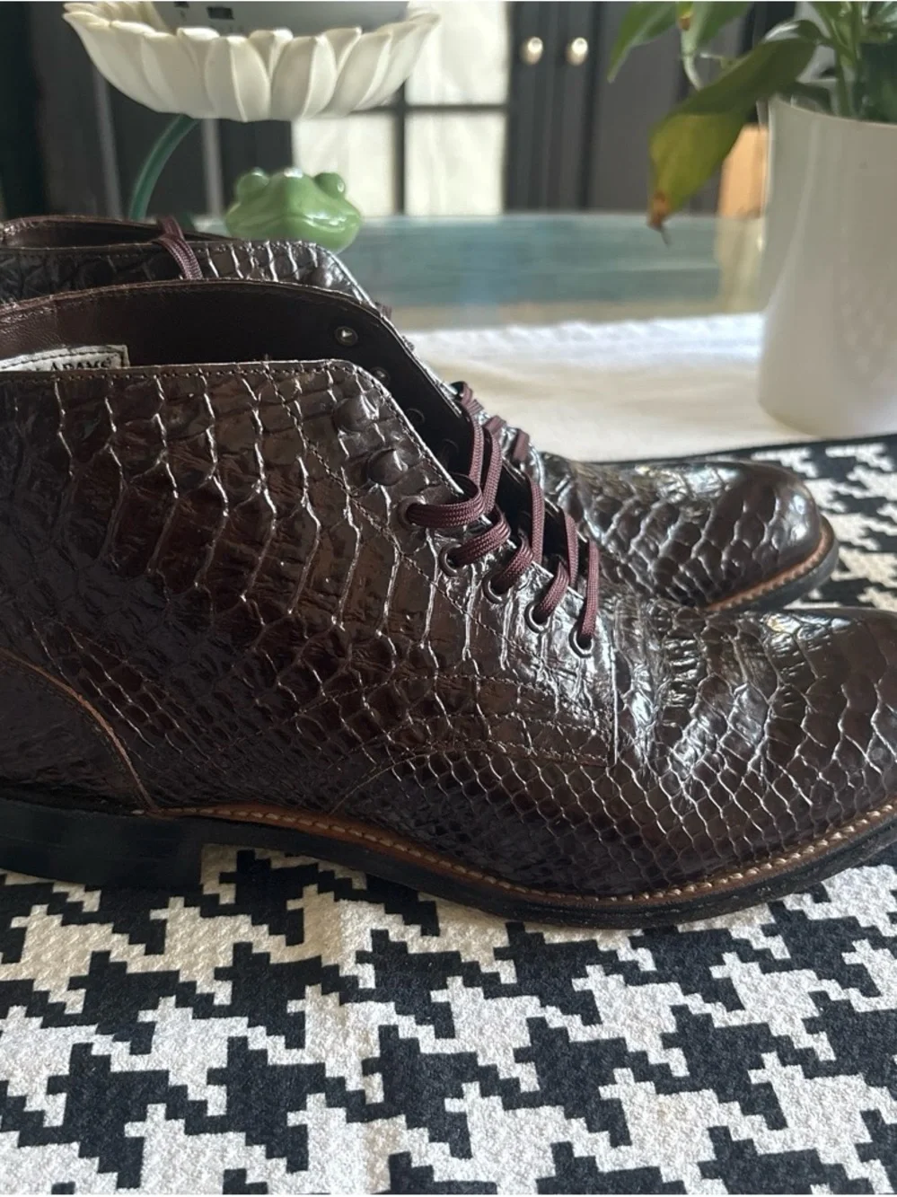 Adams Men's Brown Croc-Embossed Leather Chukka Boots